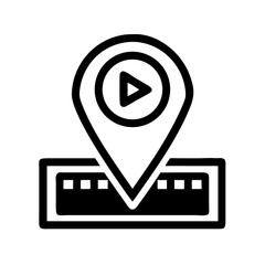 Aufkleber - Location Pin with Play Symbol Icon Representing Interactive Navigation and Media