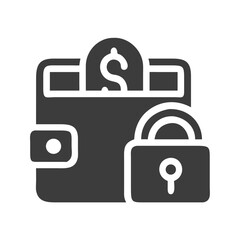 Poster - Locked Wallet Icon Representing Secured Funds and Financial Protection