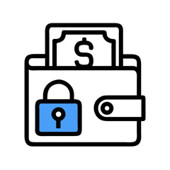 Poster - Locked Wallet Icon Representing Secured Funds and Financial Protection