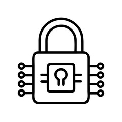 Fototapete - Lock with Chip Icon Representing Digital Security and Encryption