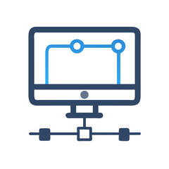 Fototapete - Monitor Screen Icon Representing Connected Display and Digital Interface