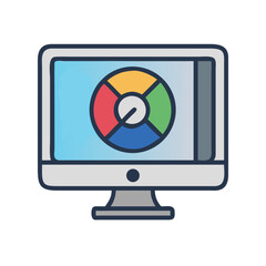 Leinwandbilder - Monitor with Color Wheel Icon Representing Visual Design and Digital Art