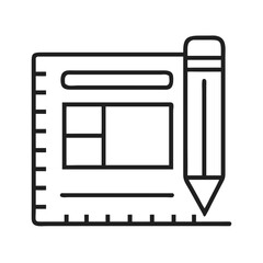Aufkleber - Pencil and Ruler in Bounding Box Icon Representing Design Tools and Layout Planning
