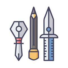 Poster - Pen Tools Icon Representing Drawing Instruments and Digital Illustration Equipment
