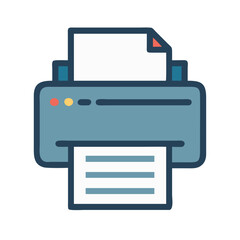 Poster - Printer Icon Representing Document Printing Device and Office Equipment