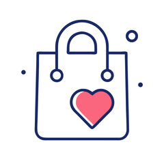 Aufkleber - Shopping Bag with Heart Icon Representing Customer Loyalty and Love for Shopping