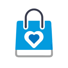 Aufkleber - Shopping Bag with Heart Icon Representing Customer Loyalty and Love for Shopping
