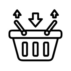 Poster - Shopping Basket with Arrows Icon Representing Add to Cart and Online Purchase Action