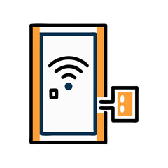 Fototapete - Smart Door Icon Representing Wireless Entry Access and Remote Security Control
