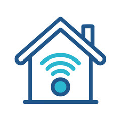 Fototapete - Smart Home with Signal Icon Representing Wireless Connectivity and Home Automation