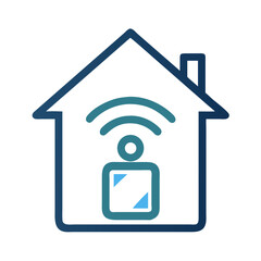 Fototapete - Smart Home with Signal Icon Representing Wireless Connectivity and Home Automation