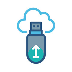 Fototapete - USB with Cloud Arrow Icon Representing Creative Data Transfer and Cloud Backup