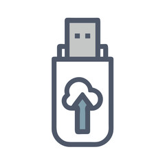 Fototapete - USB with Cloud Arrow Icon Representing Creative Data Transfer and Cloud Backup