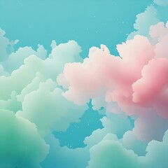 Poster - Soft pastel clouds create an abstract background with gentle hues of blue, green, and pink in a serene atmosphere