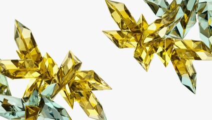 Poster - bright yellow and blue crystalline structures create an abstract background design for creative proj