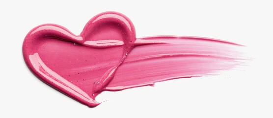 Poster - creative abstract heart shape painted with pink color on a smooth white background showcasing artist