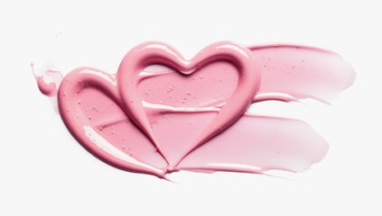 Poster - Abstract heart shapes created with pink paint on a smooth background showcasing artistic expression and creativity