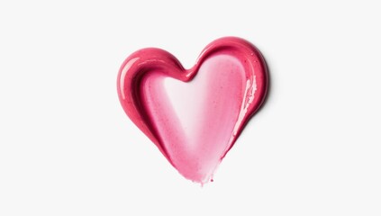 Poster - Vibrant pink heart shape created with glossy paint on a clean white background