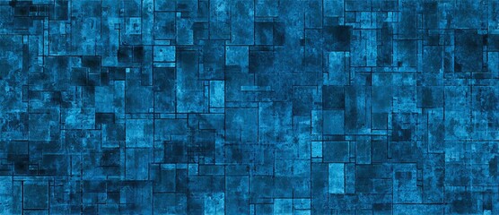 Poster - Rich blue abstract background with geometric patterns creating a vibrant and textured atmosphere