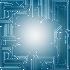 Poster - Blue abstract circuit background with intricate design and glowing center for technology themes and digital concepts