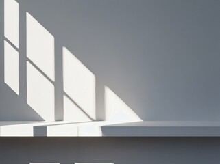 Poster - Shadows and Light create dynamic patterns on a minimalist wall during the afternoon
