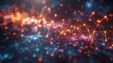 Poster - Abstract Digital Network Connection with Glowing Particles and Futuristic Data