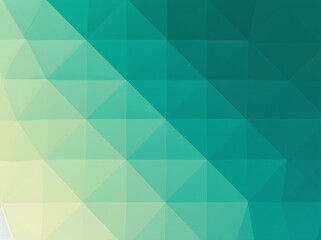 Poster - Geometric abstraction with layered triangular shapes in soft green and blue tones on a smooth background