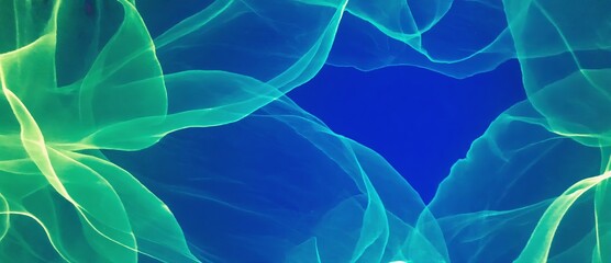 Poster - Colorful abstract background featuring fluid shapes in green and blue hues conveying a sense of depth and movement