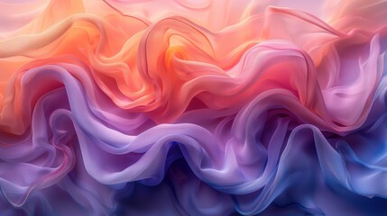 Poster - Abstract flowing waves of ethereal fabric in delicate pastel shades