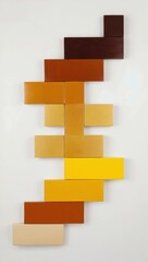 Poster - Colorful abstraction featuring stacked geometric shapes arranged in a vertical pattern on a clean white background