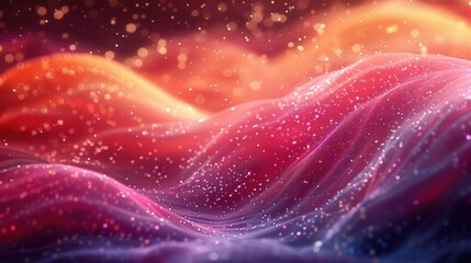 Poster - Abstract sparkling landscape with glowing particles on a vibrant background
