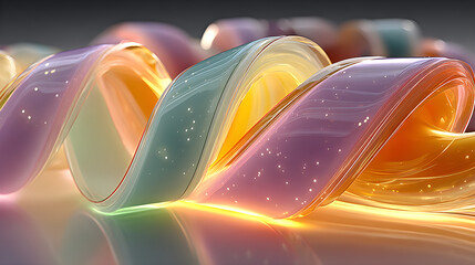 Poster - Rounded pastel ribbon with glow. 3D rendered