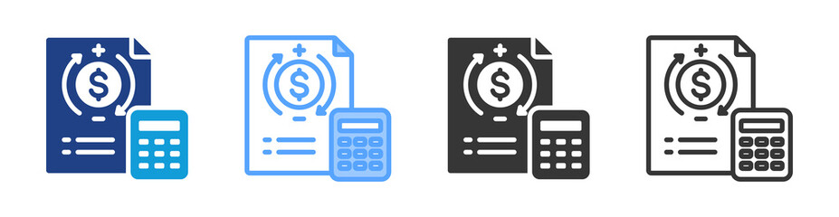 Poster - Calculation icon set multiple style collection