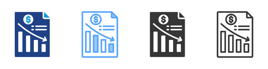 Poster - Deficit icon set multiple style collection