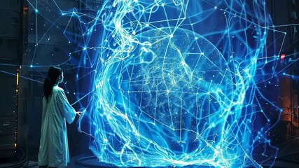 Poster - Exploring the wonders of holographic technology in a futuristic lab environment Generative AI