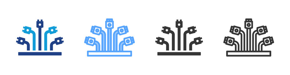 Fototapete - Structured Cabling icon set multiple style collection