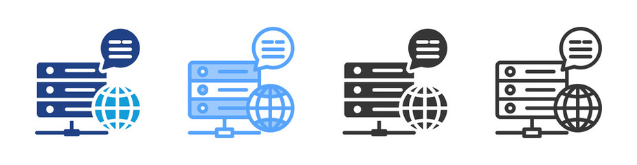 Fototapete - Dns Server icon set multiple style collection
