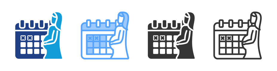 Fototapete - Maternity Leave icon set multiple style collection