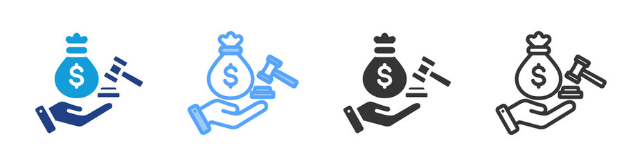 Poster - Minimum Wage icon set multiple style collection