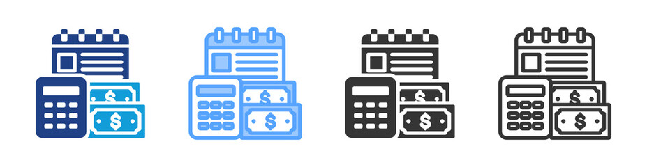 Poster - Financial Planner icon set multiple style collection