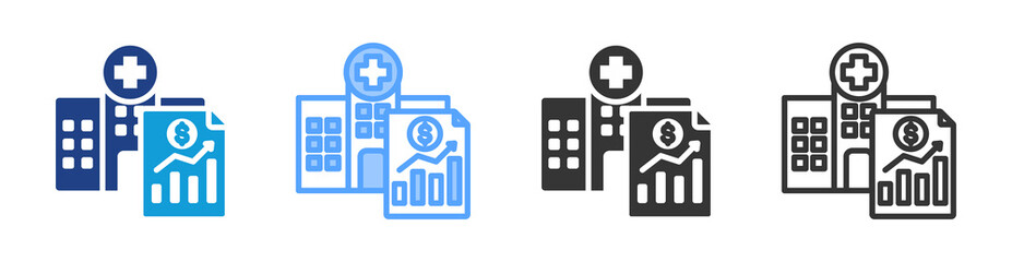 Poster - Hospital Finances icon set multiple style collection