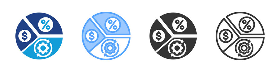 Aufkleber - Profit Margin icon set multiple style collection