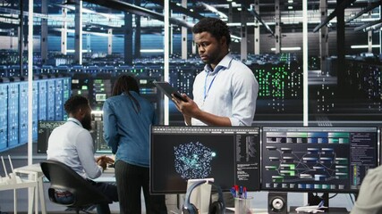 Poster - data center technician uses node tree programming interface to identify equipment performance issues