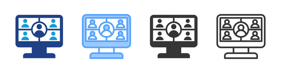 Poster - Virtual Classrom icon set multiple style collection