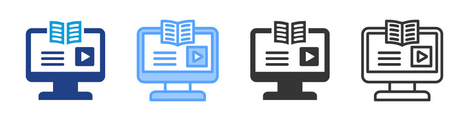 Poster - E Learning icon set multiple style collection
