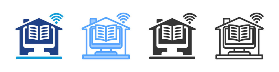 Poster - Homeschooling icon set multiple style collection