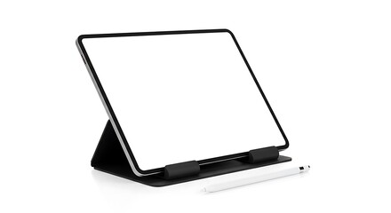 Aufkleber - Tablet with blank screen in case and stylus on a white background for digital art and design work