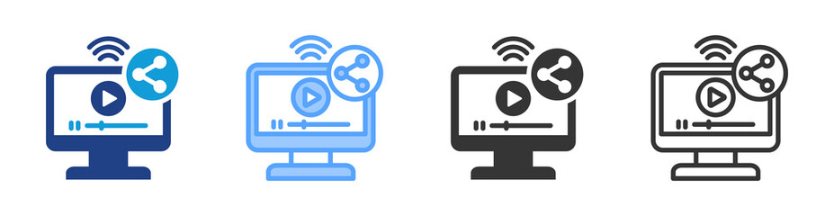 Poster - Share Video icon set multiple style collection