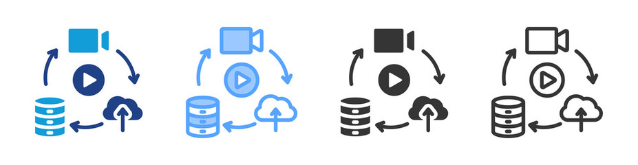 Poster - Video Ingest icon set multiple style collection