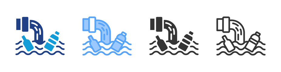 Poster - Water Pollution icon set multiple style collection